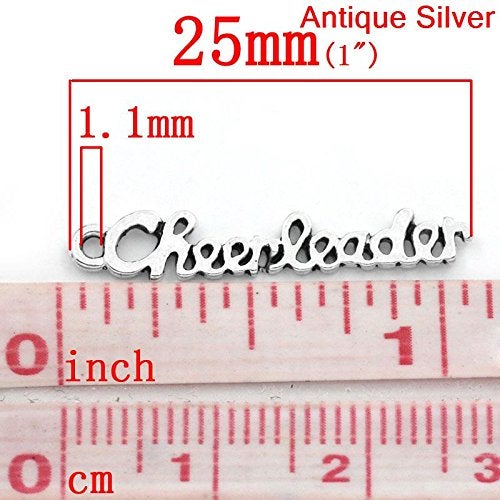 JGFinds Cheerleader Charms and Pendants - 30 Pieces  Cheerleader Charms  27mm x 5mm (1 1/8"" x 1/8"")  Silver Tone  DIY Cheerleader Gifts and Jewelry Making Supplies - Image 2